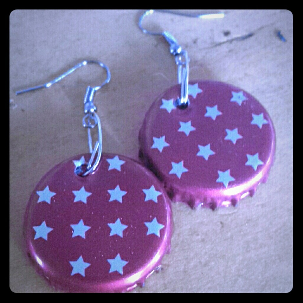 Bottle cap "star" earings
